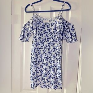 mustard seed Women’s Blue Floral Off Shoulder Dress